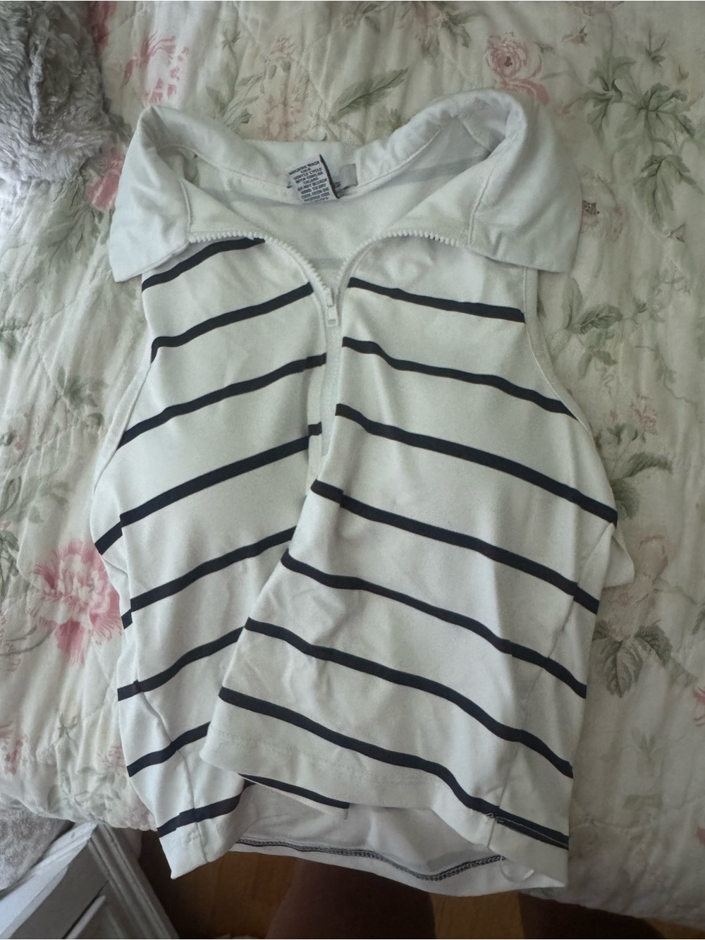 Always White Sleeveless Striped Tank Top with Navy Lines